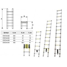 Лестница телескопическая 1-секц. алюм. 380см, 13 ступ. 10,4кг STARTUL (ST9734-038)