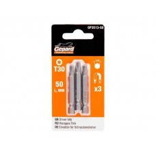 Насадка TORX T30 50мм  3шт GEPARD (GP3513-50) (бита звездочка шестилучевая звезда сталь S2  магнитная)